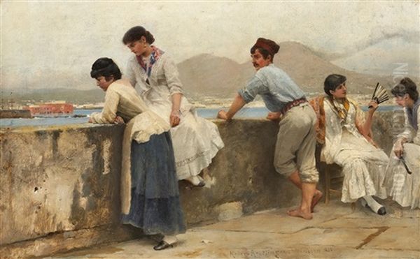 Junge Italiener Vor Der Bucht Von Neapel Oil Painting by Paul Wilhelm Keller-Reutlingen