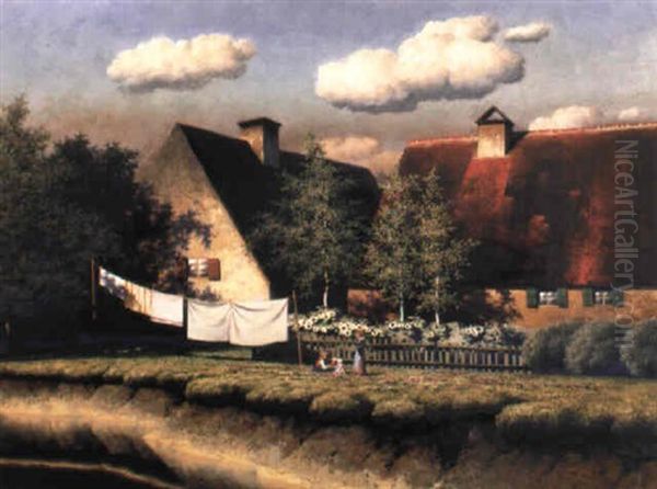 Schwabische Dorfidylle Oil Painting by Paul Wilhelm Keller-Reutlingen