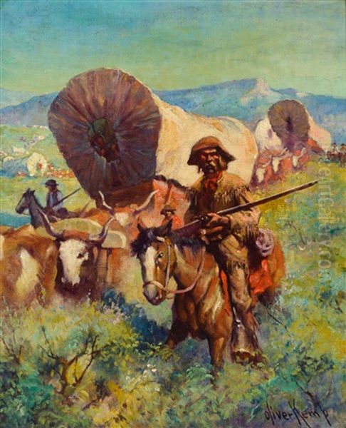 The Covered Wagon Oil Painting by Oliver Kemp