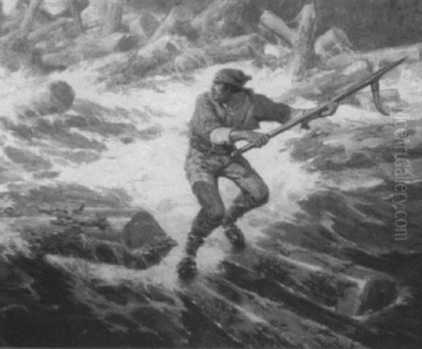 White Water Man Oil Painting by Oliver Kemp