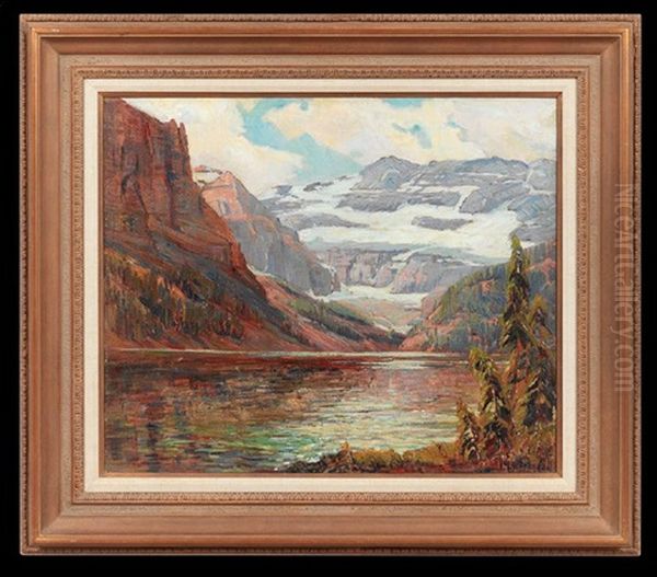 Mountain Lake Scene Oil Painting by Marie B. Kendall