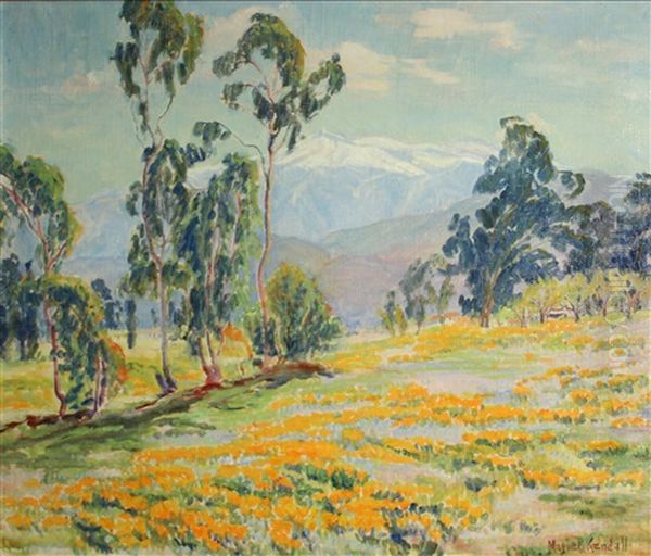 Evening In The High Sierra (eucalyptus And Flower Landscape) Oil Painting by Marie B. Kendall