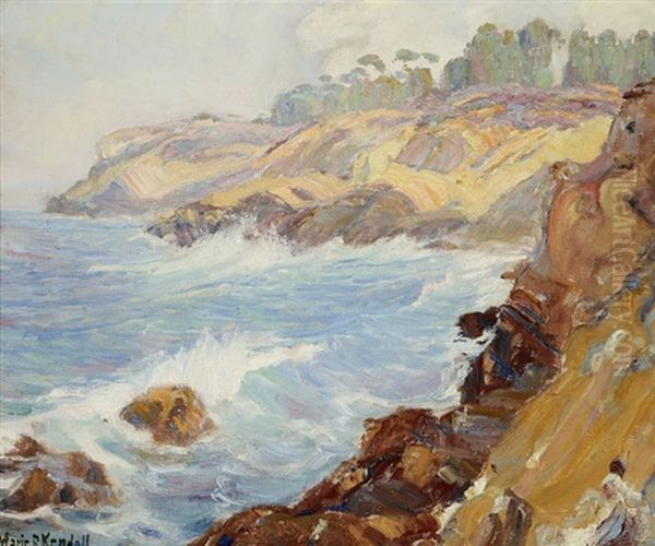 Crashing Waves In A San Diego Coastal View Oil Painting by Marie B. Kendall