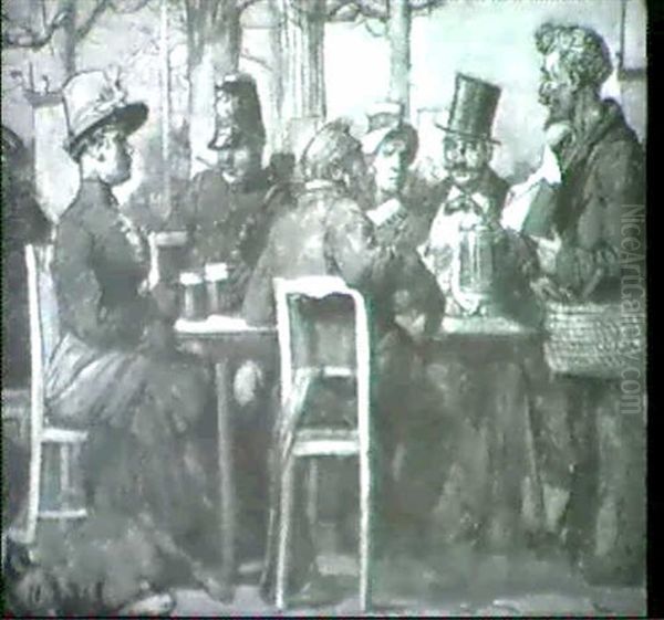 Beim Heurigen Oil Painting by Anton Josef Ritter von Kenner