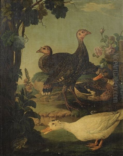 Scene De Basse-cour Oil Painting by Jacob van der (Giacomo da Castello) Kerckhoven