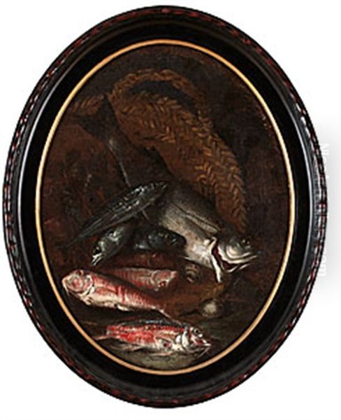 Stilleben Med Fiskar Och Musslor Oil Painting by Jacob van der (Giacomo da Castello) Kerckhoven