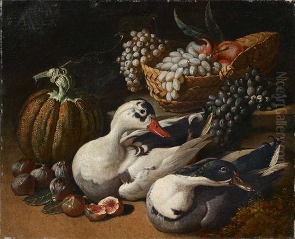 Fruchtestillleben Mit Enten Oil Painting by Jacob van der (Giacomo da Castello) Kerckhoven