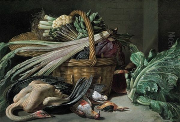 Stillleben Mit Erlegtem Federwild Und Gemuse Oil Painting by Jacob van der (Giacomo da Castello) Kerckhoven