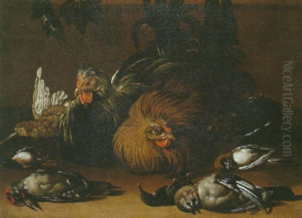 Poules Et Oiseaux Oil Painting by Jacob van der (Giacomo da Castello) Kerckhoven