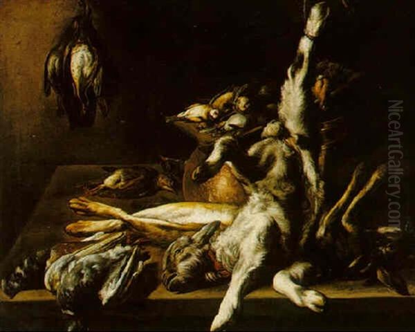 A Still Life Of Game Oil Painting by Jacob van der (Giacomo da Castello) Kerckhoven