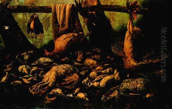 Gibier Mort Dans Un Paysage Oil Painting by Jacob van der (Giacomo da Castello) Kerckhoven