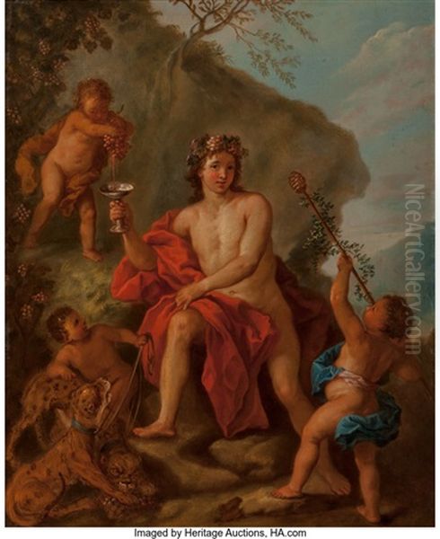 Bacchus Mit Amoretten In Einer Landschaft Oil Painting by Anton Kern