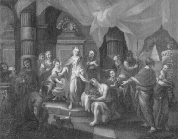 Opferfest In Einer Antiken Tempelanlage Oil Painting by Anton Kern