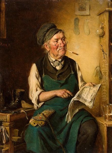 Lesender In Einem Interieur Oil Painting by Hermann Kern