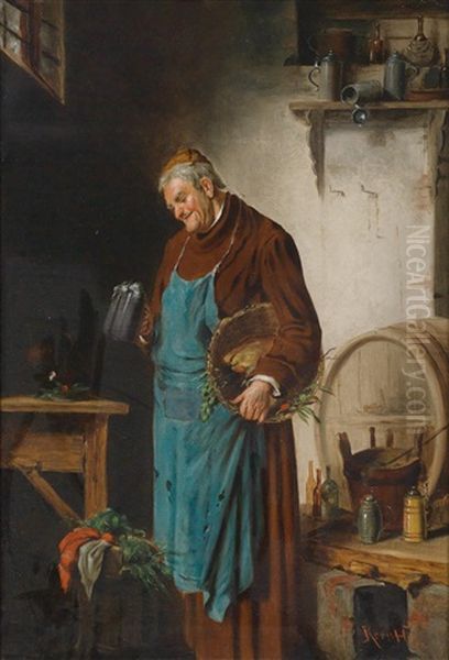 Ein Guter Schluck! Oil Painting by Hermann Kern