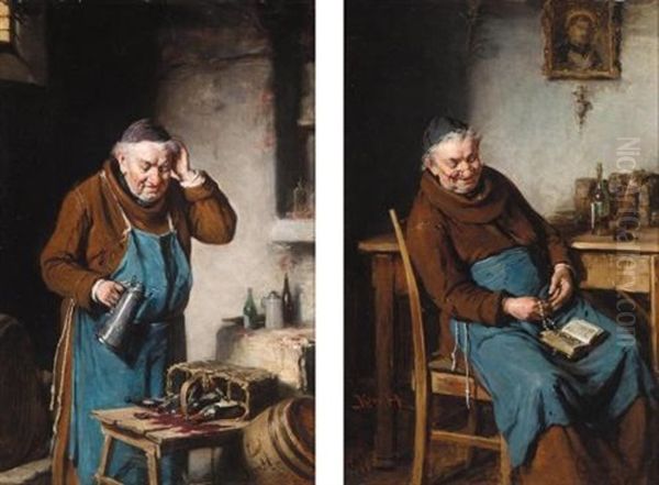 Die Zerbrochenen Flaschen  (+ Der Rosenkranz; Pair) Oil Painting by Hermann Kern