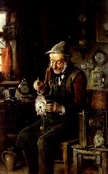 Der Uhrmacher Oil Painting by Hermann Kern