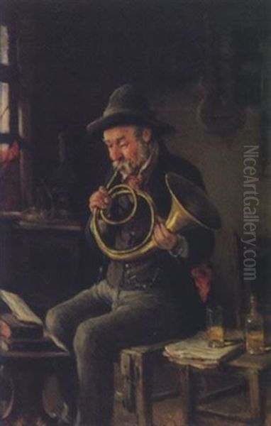 Der Hornist Oil Painting by Hermann Kern