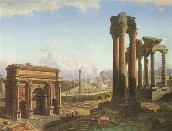 The Roman Forum Oil Painting by Lipot (Leopold) Kerpel