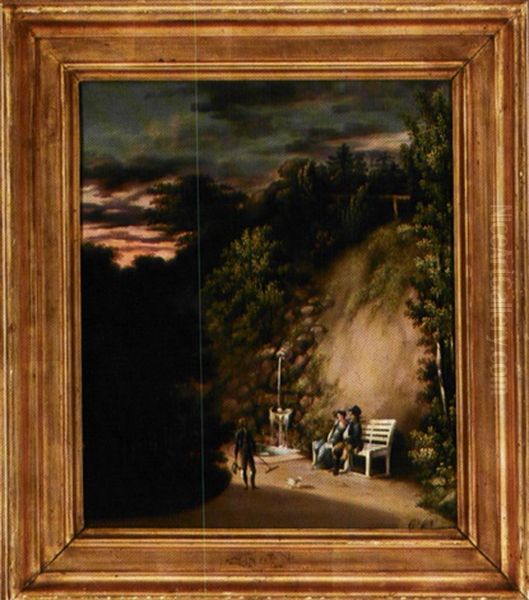 Parklandskab Oil Painting by Georg Friedrich Kersting