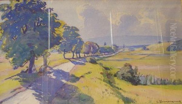 Sommerliche Landschaft Mit Allee. Oil Painting by Christian Baumgartner