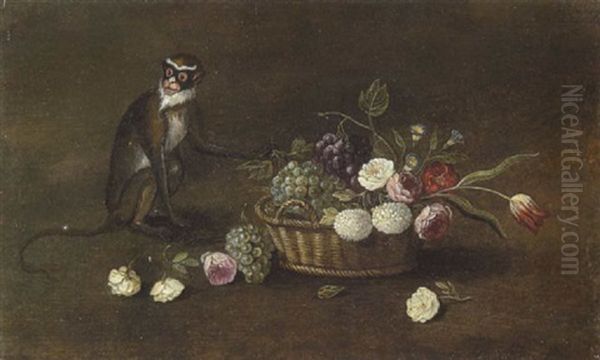 Stillleben Mit Meerkatze Oil Painting by Jan van Kessel the Elder