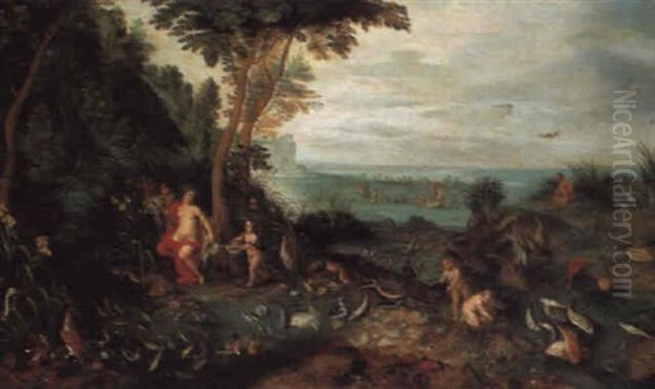An Allegory Of Water Oil Painting by Jan van Kessel the Elder