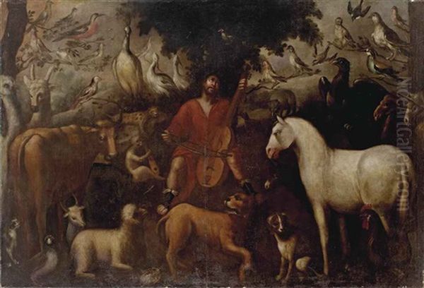 Orpheus Charming The Animals Oil Painting by Jan van, the Younger Kessel