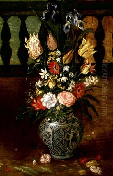 Fleurs Dans Un Vase De Chine Oil Painting by Jan van, the Younger Kessel