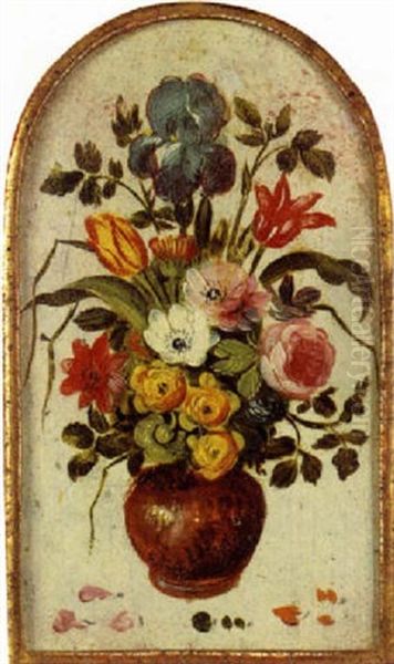 Nature Morte Au Bouquet De Fleurs Sur Fond Creme Oil Painting by Jan van, the Younger Kessel