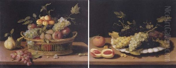Still Life Of Fruit In A Basket Oil Painting by Jan van, the Younger Kessel