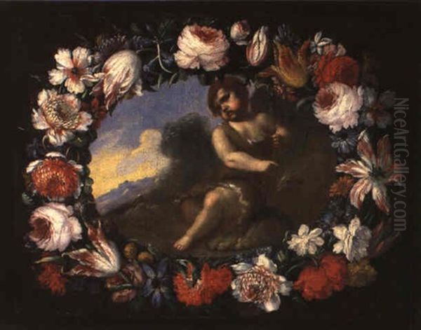 Blumengirlande Oil Painting by Jan van, the Younger Kessel