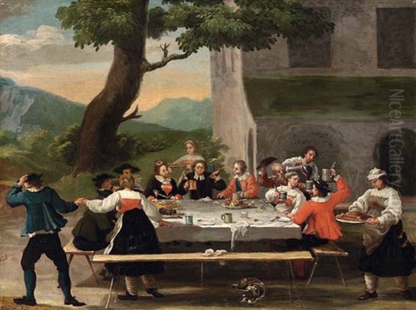 Festmahl Im Garten Oil Painting by Stephan Kessler