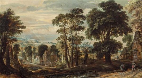 Entree Du Village A L'oree D'une Foret Oil Painting by Kerstiaen de Keuninck