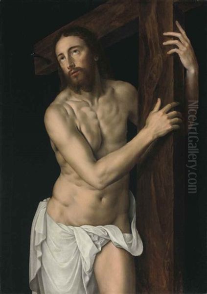 Christ The Redeemer Holding The Cross Oil Painting by Willem Adriaensz Key