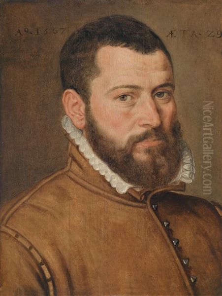 Bildnis Eines Neunundzwanzigjahrigen Mannes Im Lederkoller Und Mit Weiser Krause Oil Painting by Willem Adriaensz Key