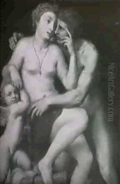 Mars And Venus With Cupid Oil Painting by Willem Adriaensz Key