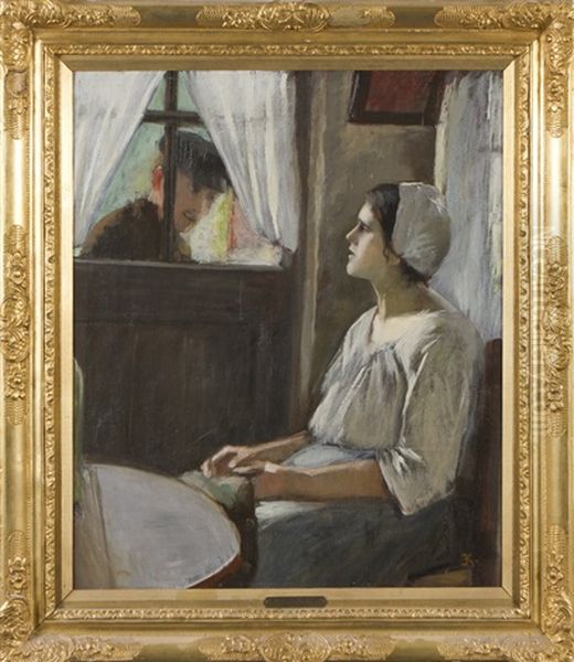 Postman Oil Painting by Elisabeth Keyser