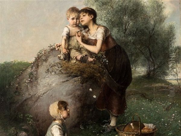 First Picknick Oil Painting by Emil Keyser