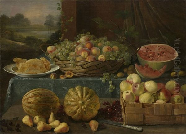Still Life With Fruit And Honeycomb Oil Painting by Ivan Khrutsky