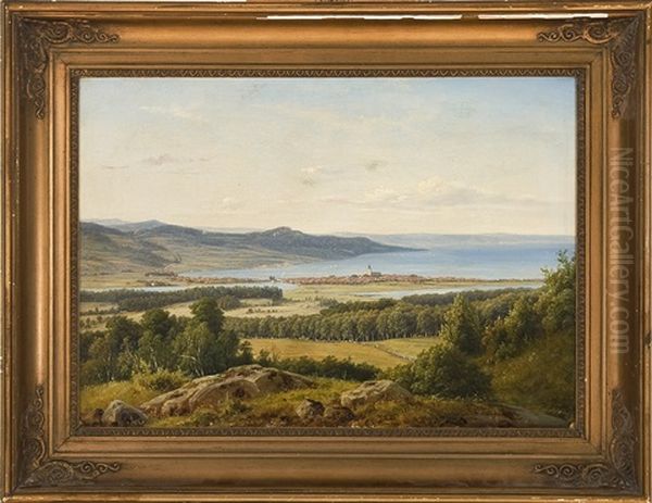 Parti Fran Jonkoping Oil Painting by Frederik Christian Jacobsen Kiaerskou