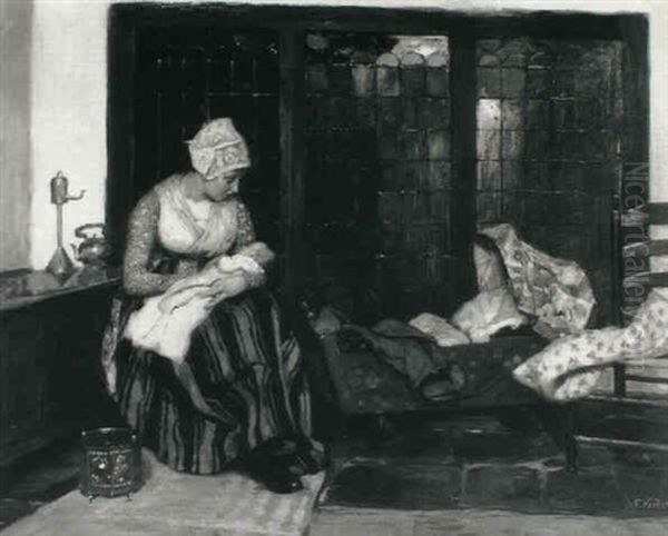 Motherly Care Oil Painting by Franz Kiederich