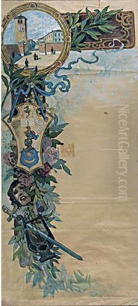 Citta E Motivo Decorativo Oil Painting by Antonio Bauzon