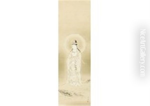 Kannon Oil Painting by Keigetsu Kikuchi