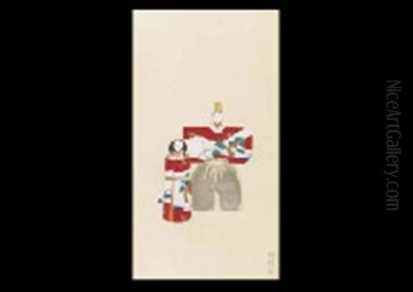 Standing Hina Oil Painting by Keigetsu Kikuchi