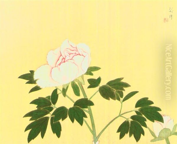 Peonies Oil Painting by Keigetsu Kikuchi