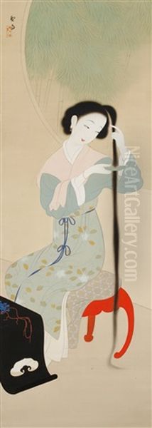 A Dressing Lady Oil Painting by Keigetsu Kikuchi