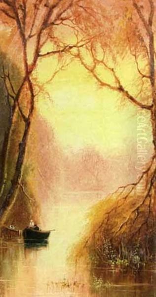 Boaters Along The River Oil Painting by Sarah Louise Kilpack