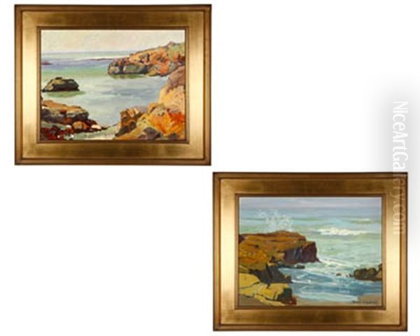 California Coast (+ Breaking Waves; 2 Works) Oil Painting by Aaron Edward Kilpatrick