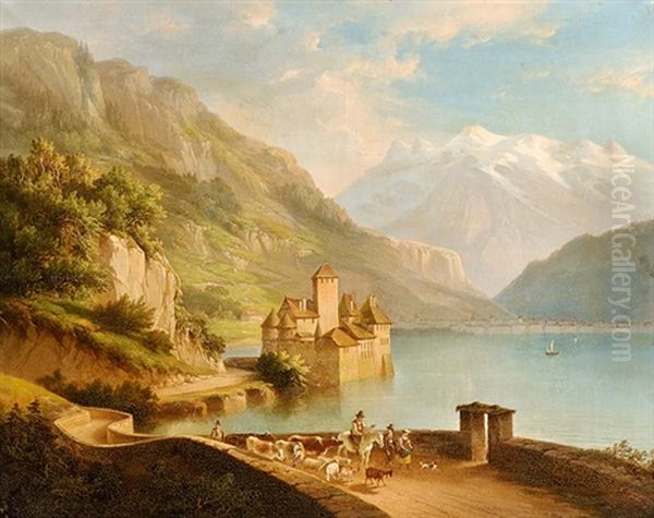 Schloss Chillon Am Genfersee Oil Painting by Cornelis Kimmel